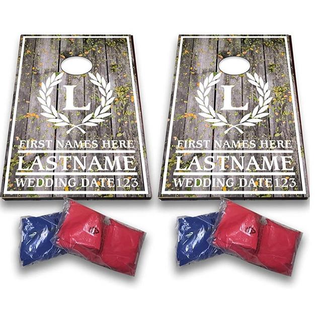 VictoryStore Custom Wedding Bag Toss Game – Custom Wedding Cornhole - Laurel and Initial