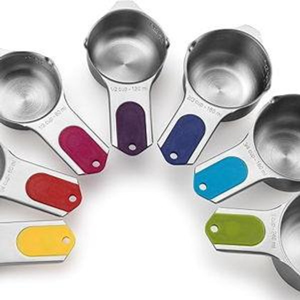 Spring Chef Magnetic Stainless Steel Measuring Cups, Patented, Kitchen Tools with Easy to Read Markings for Measuring Dry or Liquid Ingredients, Set of 7, Multicolor
