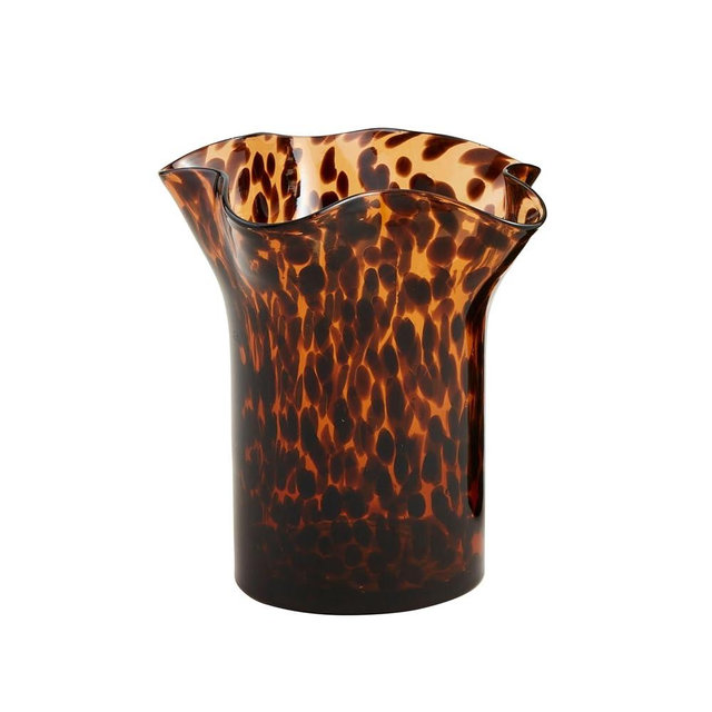 Mud Pie Ruffle Tortoise Glass Vase, Small, 6.75" x 4"