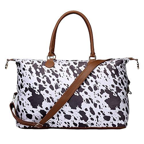Cow Print Weekender Duffle Bag For Women Travel Tote Bag Overnight Weekend Bag Large Capacity Shoulder Bag