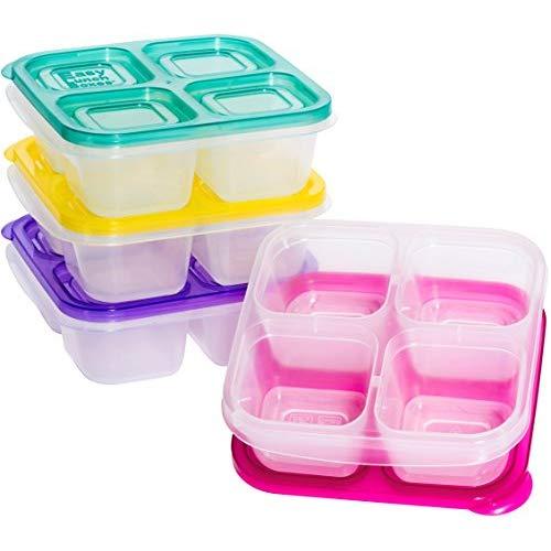 EasyLunchboxes ELB5-snack Snack Box Food Containers, 4-Compartment, Set of 4, Brights