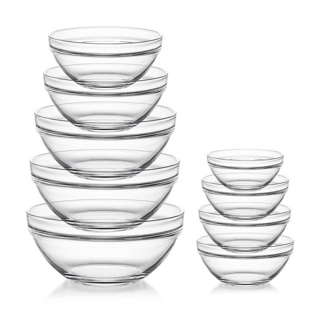 Sweejar Glass Mixing Bowls Set(set of 9),Nesting Bowls for Space Saving Storage,Great for Cooking,Baking,Prepping,Stackable Bowl Set