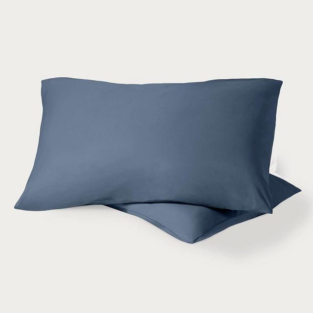 Bare Home 100% Organic Cotton Standard/Queen Pillowcase Set - Crisp Percale Weave - Pillowcases 2 Pack - Lightweight & Breathable (Standard Pillowcase Set of 2, Bering Sea)