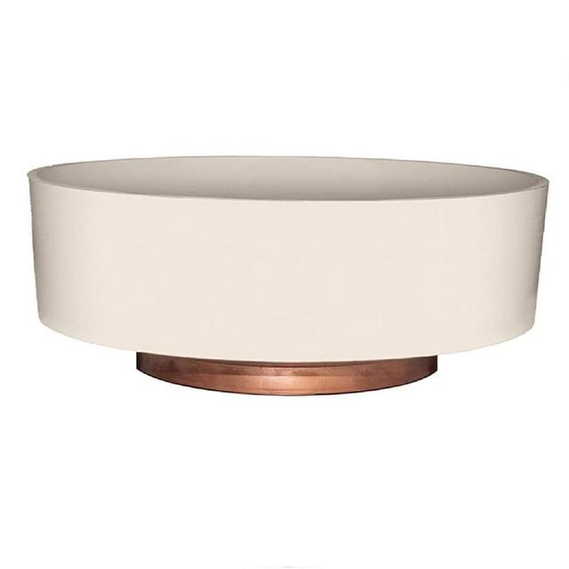 The HC Companies 8 Inch Round Capri Succulent Pot - Decorative Indoor Plastic Planter with Drainage, Vanilla Bisque