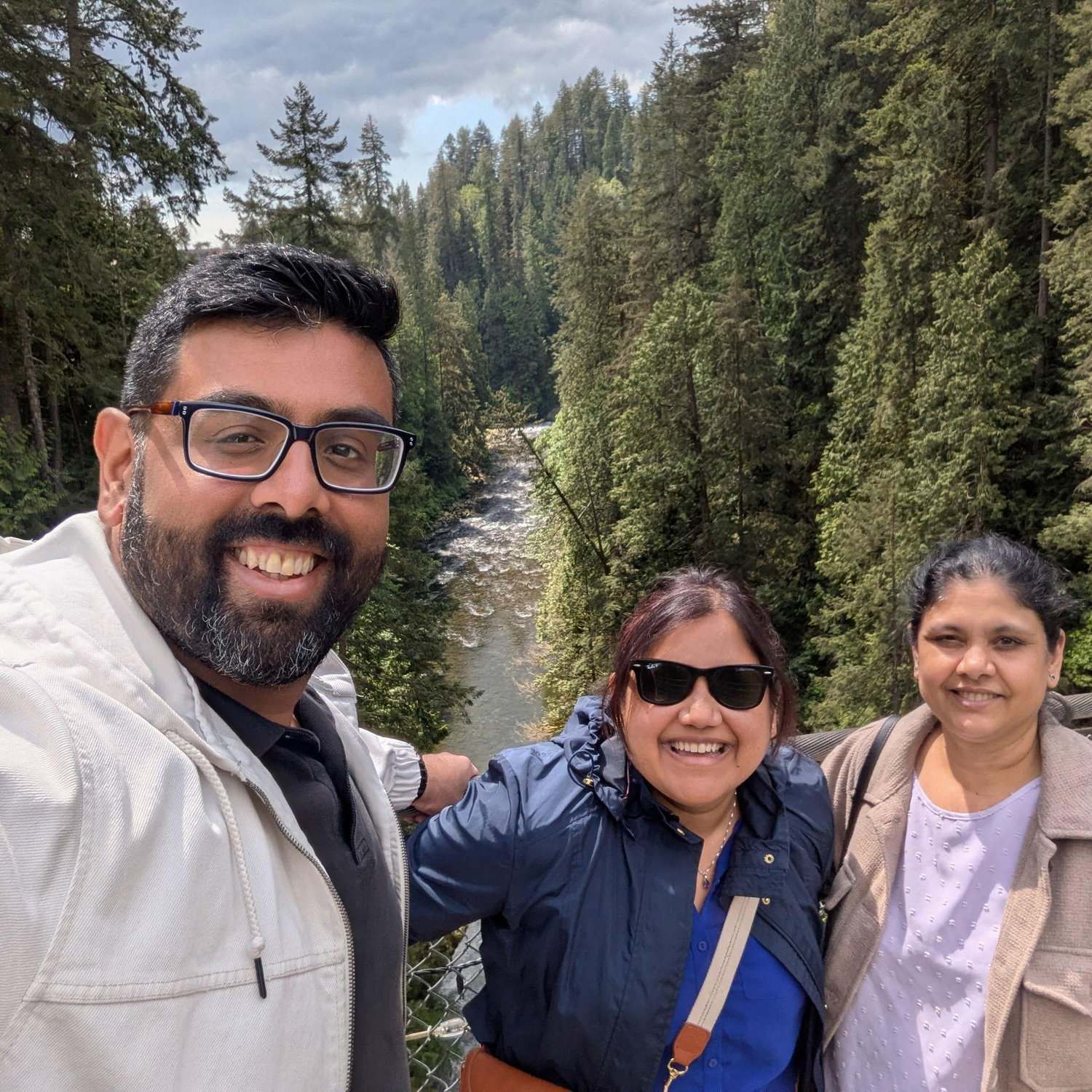 Capilano suspension bridge with Nadeem's mom