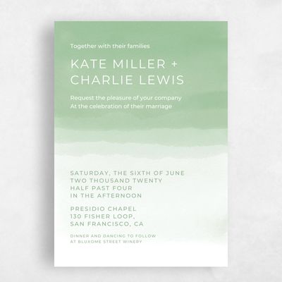 Mint, Green Wedding Invitation - Waterfront Fade
