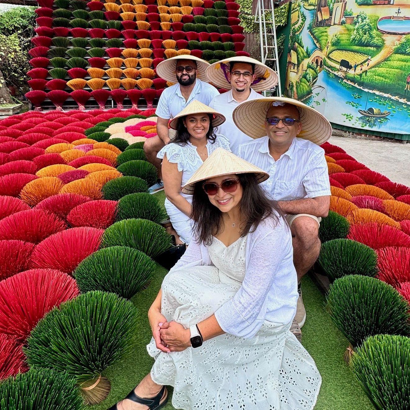 Family photo with the naturally dyed incense