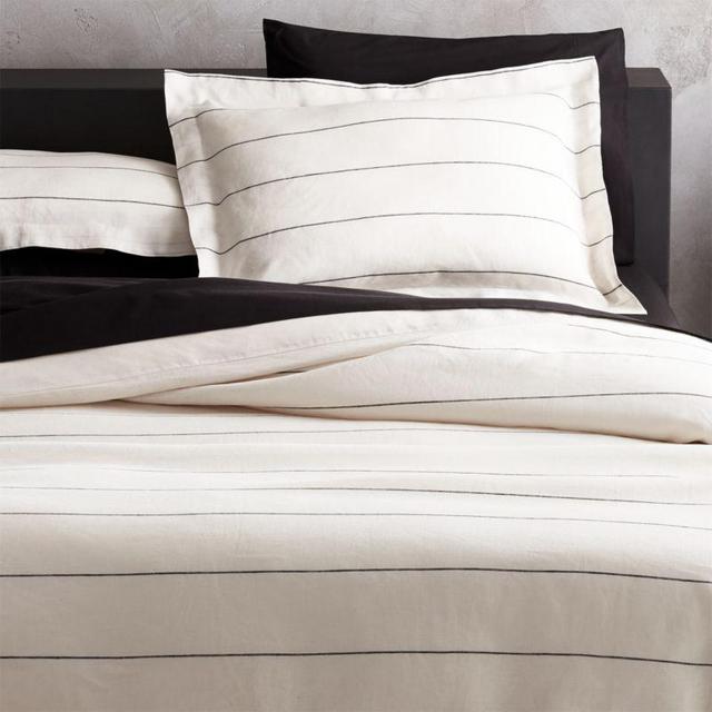 Linen Pinstripe Duvet Cover Full/Queen