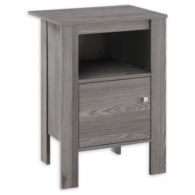 Monarch Specialties Accent Table/Nightstand with Storage in Grey