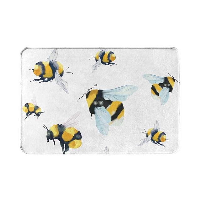 Honey Bee Bath Mat Rug for Bathroom Floor Plush Mats Small Bathmats Soft Washable Non Slip Absorbent Shower Carpet Kitchen Sink Rugs Bathroom Decor
