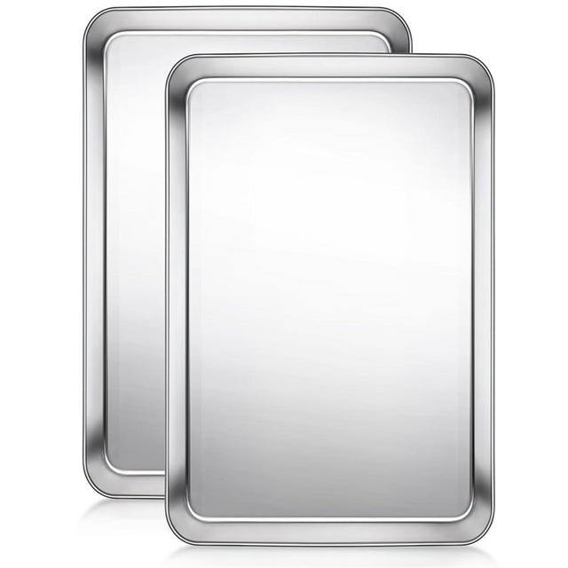 Terlulu Baking Sheet, Cookie Sheet, Stainless Steel Baking Pan, 2 Piece-16''x 12'' x 1'', Sheet Pan for Oven, Jelly Roll Pan, Baking Tray for Baking&Roasting, Nonstick&Nontoxic&Easy Clean