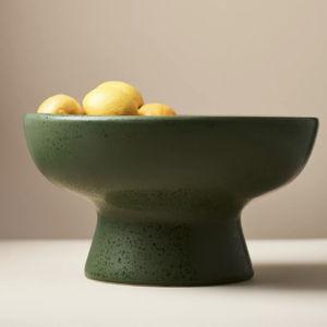 Green Stoneware Pedestal Bowl - Anthropology