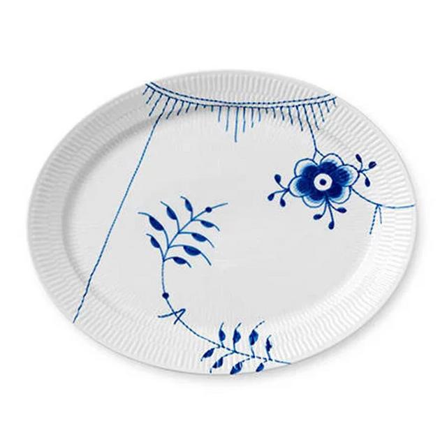 Blue Fluted Mega Oval Platter 13.5"