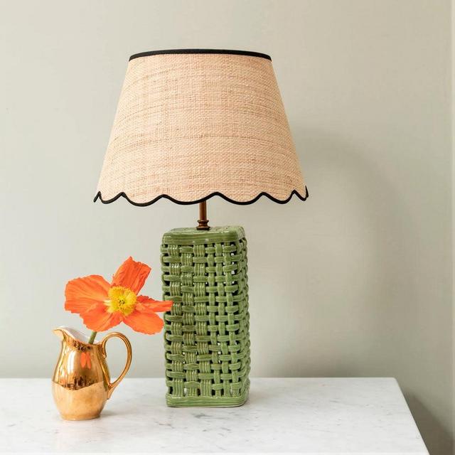 WOVEN CERAMIC LAMP BASE, GREEN