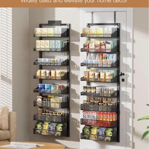 8-Tier Over the Door Pantry Spice Organizer, Black