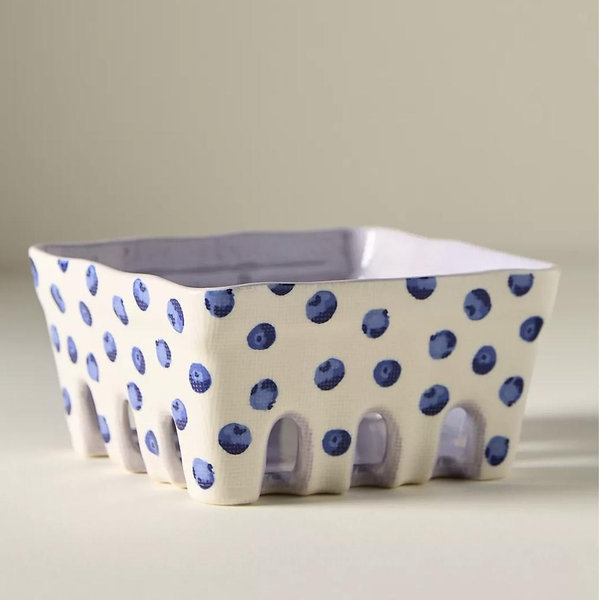 Berry Icon Handpainted Stoneware Berry Basket