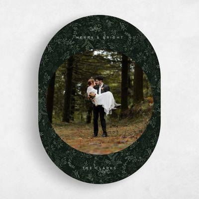 Green Oval Holiday Card - Emma