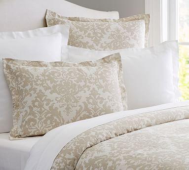 Jacquard Linen Medallion Duvet Cover, King/Cal. King, Neutral
