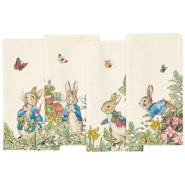 Peter Rabbit Garden Napkins, Set of 4 - Assorted