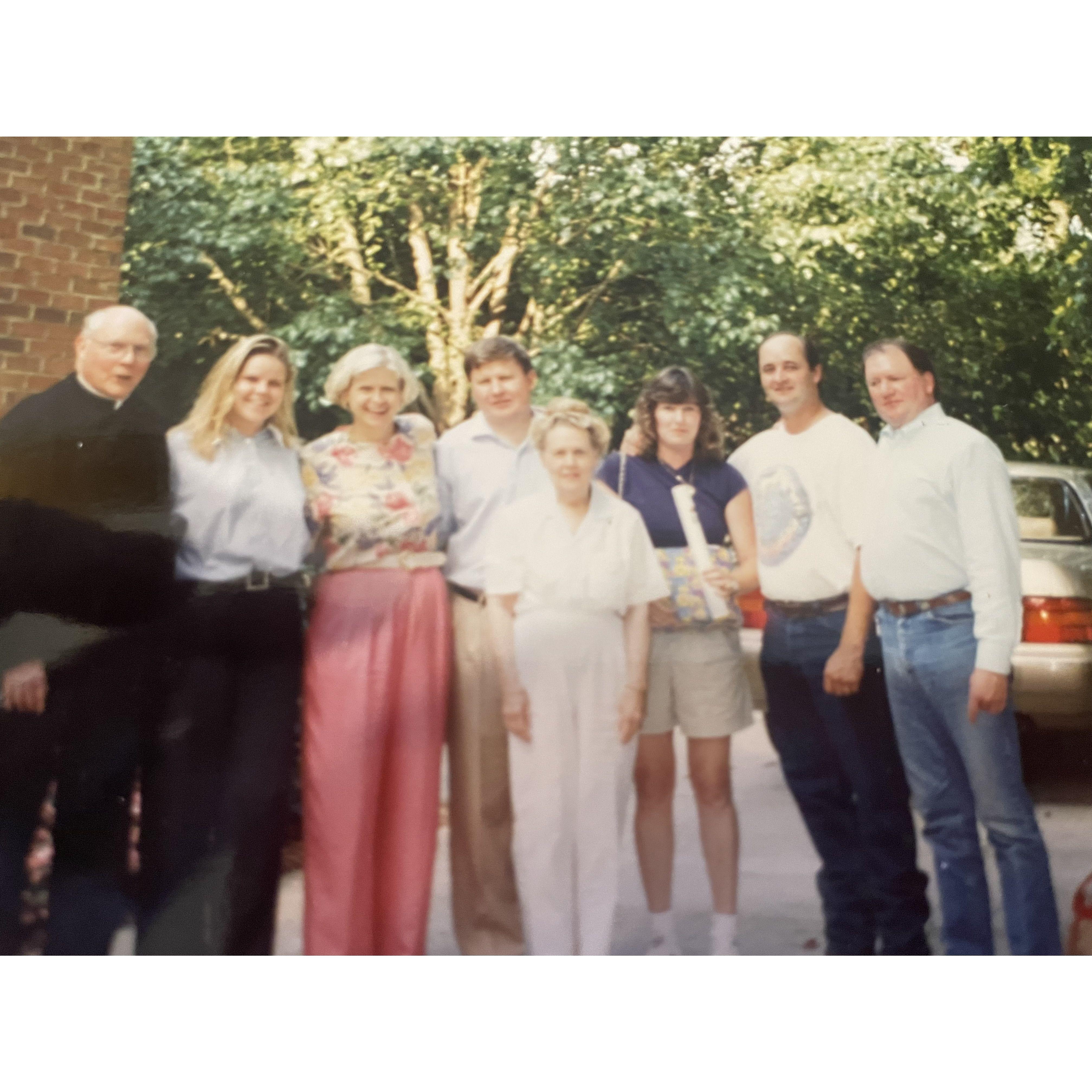 Great Uncle Adrian Fleming, Cousin Abby Fleming-McCarthy, Aunt Honour and Uncle Mike, Grandma Claire Dwyer-Fleming, Claire and Bob Starks after my parent's wedding July 1995,