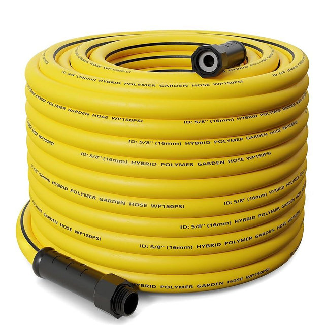 Wurzberge Garden Hose 50 ft, Flexible Water Hose with 5/8" Inner Diameter, Lightweight Hybrid Rubber Hose, 3/4" Leak-Resistant Aluminum Fittings, High Flow for Yard & Garden Use