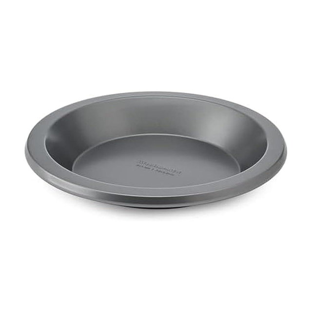 KitchenAid Nonstick Swiss Engineered Aluminized Steel Pie Plate, Dishwasher Safe, Contour Silver, 9 Inch