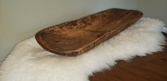Hand Carved Rustic Wood Bowl - Brown