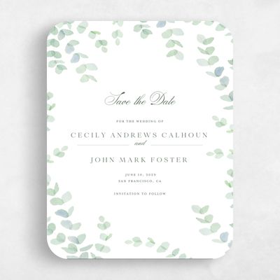 Green Rounded Wedding Save the Date - Opalite Classic