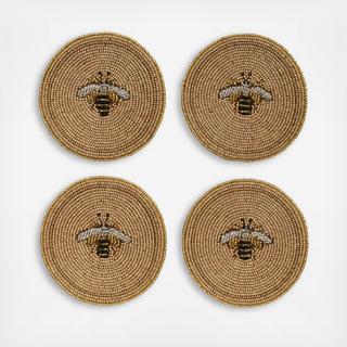 Stripey Bee Coaster, Set of 4