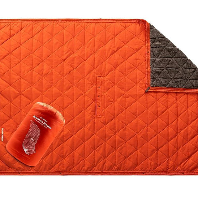 KAMMOK Mountain Blanket - Ultra-Plush Fleece, Water Resistant, Portable, Durable, Indoor/Outdoor Camp Blanket (84 in × 50 in) - Ember Orange