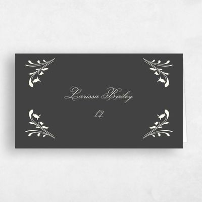 Dark Charcoal, Black Wedding Place Card - Camberley