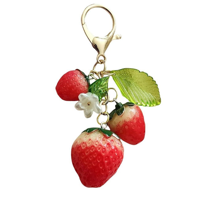 Agromusk Cute Strawberry Keychain,Bag Charms,Kawaii Heart Flower Daisy Key chains Accessories Decor for Girls Purse Gift