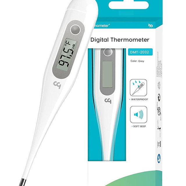 Thermometer for Adults, Oral Thermometer for Fever, Thermometer with Fever Alert, Memory Recall, C/F Switchable, Rectum Armpit Reading Thermometer for Whole Family, Gray
