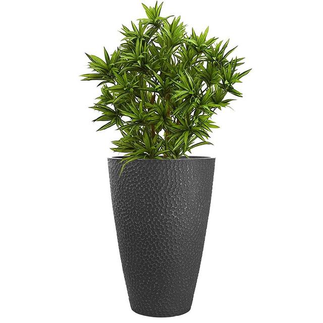 LA JOLIE MUSE Large Outdoor Tall Planter - 20 Inch Tree Planter, Plant Pot Flower Pot Containers with Honeycomb Pattern, Charcoal