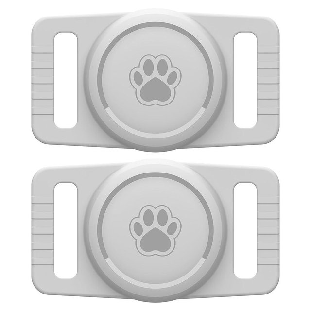 GOCII for Airtag Dog Collar Holder 2 Pack,Waterproof Dog Collar Holder for Apple AirTag(Gen 1 & 2),Silicone Air Tags Case for Dog Collars(Light Gray)