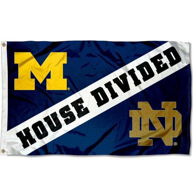 College Flags & Banners Co. Michigan vs. Notre Dame House Divided 3x5 Flag
