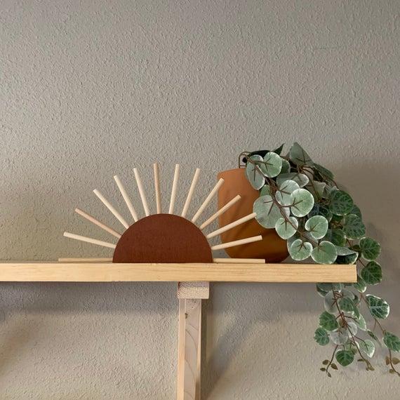 Wooden Half Sun, Sun Decor, Boho Shelf Decor, Boho Home, Nursery Decor, Kids Room, Add COLOR CHOICE to NOTES at Checkout