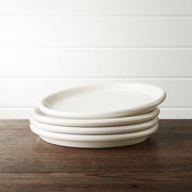 Set of 4 Farmhouse White Salad Plates