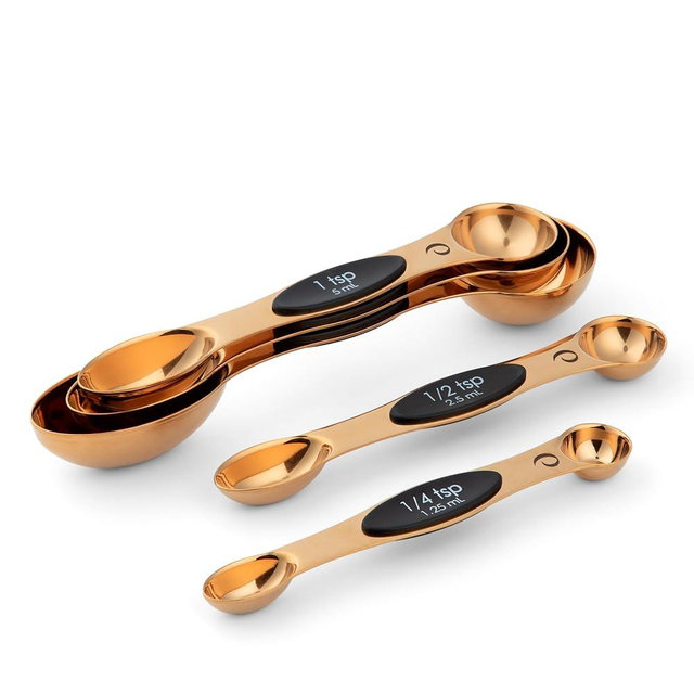 Progressive International Magnetic Measuring Spoons, Set of 5 – Black, Easy to Store with Magnetic Design (Rose Gold)