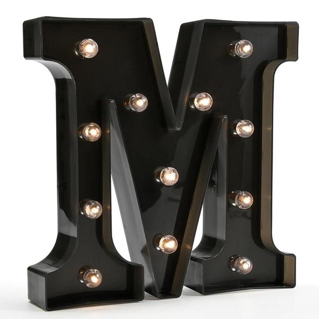 OYCBUZO Light Up Black Alphabet Marquee Letters Sign LED Marquee Number Lights Sign for Night Light Home Bar Christmas Party Lamp Wedding Birthday Decoration M