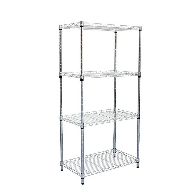 Mind Reader 4 Shelf Metal All Purpose Heavy Duty Adjustable Shelving Unit, Silver