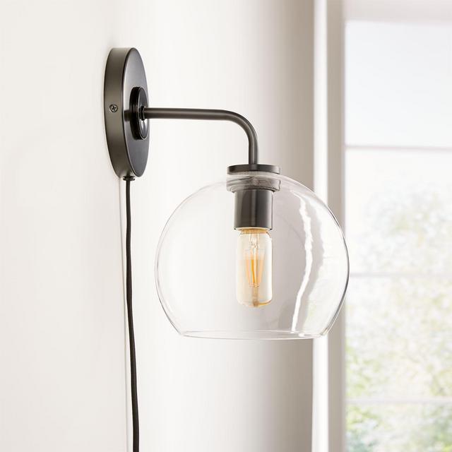 Arren Black Wall Sconce with Clear Round Shade