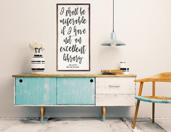 Jane Austen Wooden Sign