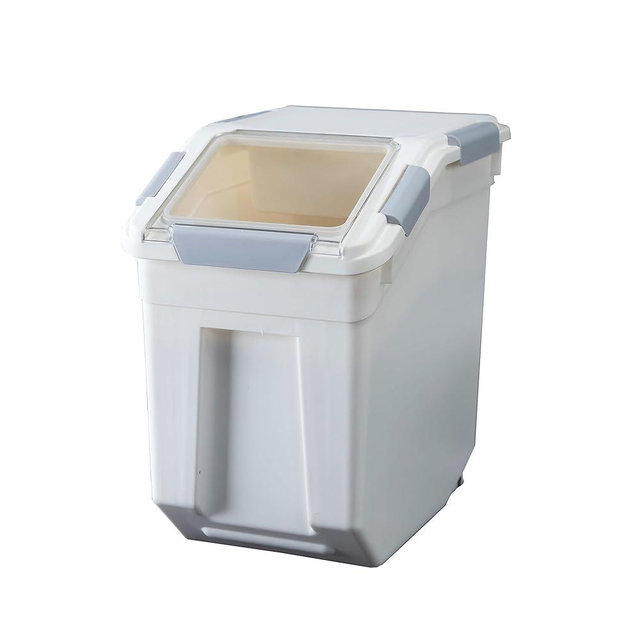 HANAMYA 25 Liter / 40 lbs Rice Storage Container with Measuring Cup, BPA free, For Rice | Grain | Pet Food | Flour, 1 count, White