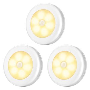 AMIR Motion Sensor Light, Cordless Battery-Powered LED Night Light, Stick-anywhere Closet Lights Stair Lights, Safe Lights for Hallway, Bathroom, Bedroom, Kitchen, etc. (Warm White - Pack of 3)