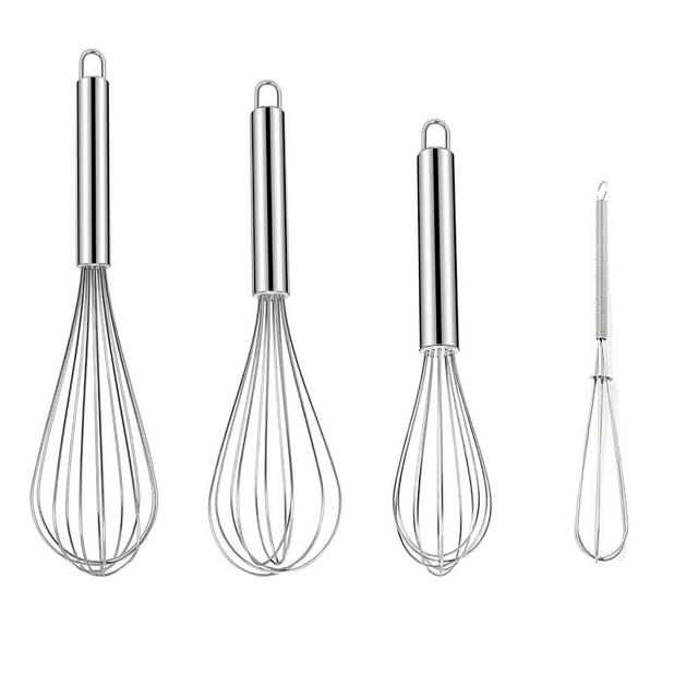 NileHome Stainless Steel Whisk Set 8" 10" 12" Kitchen Whisk Balloon Whisk Kitchen Wisk Wire Whisks for Cooking, Whisking, Blending, Beating, Stirring-4 Pack