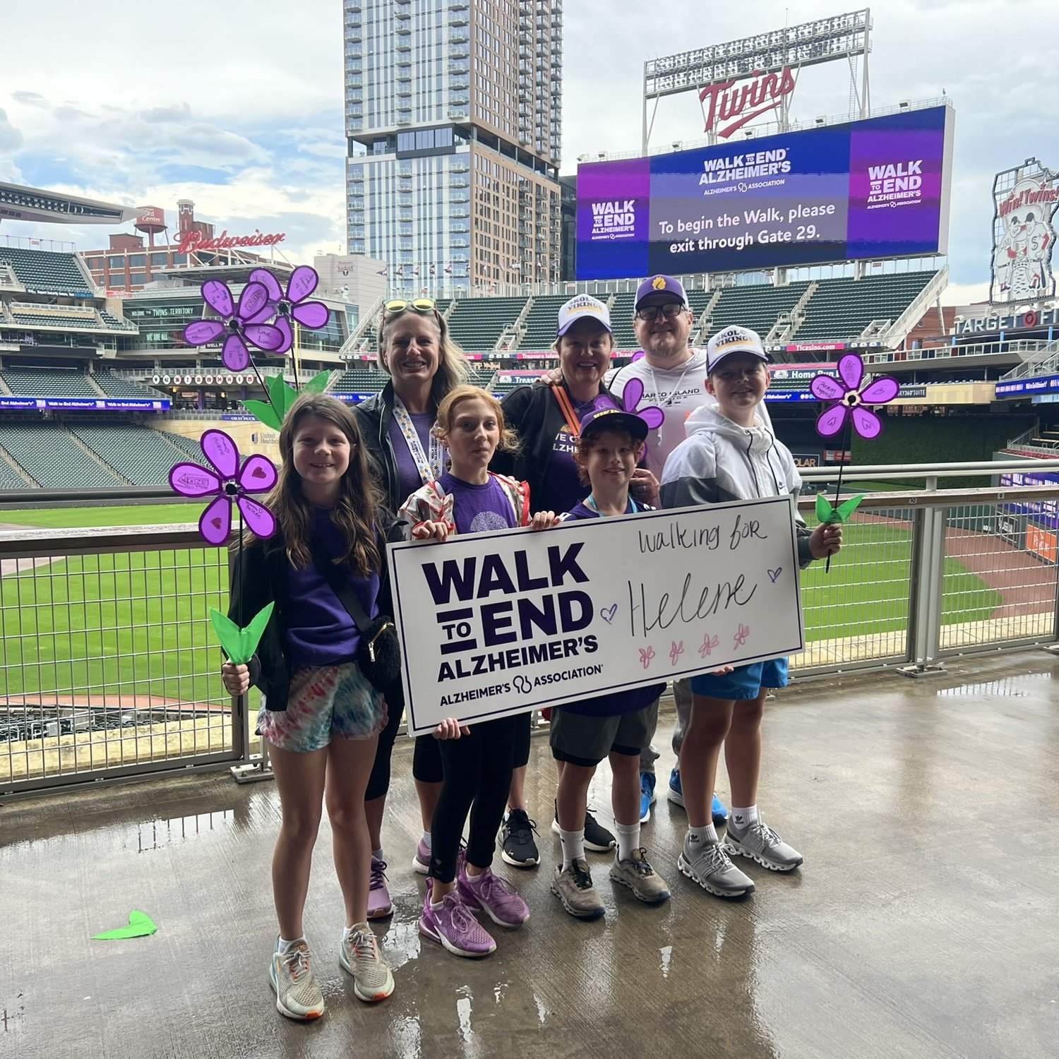 Annual Alzheimer’s walk at Target Field. Erin lost her grandma and uncle to Alzheimer’s