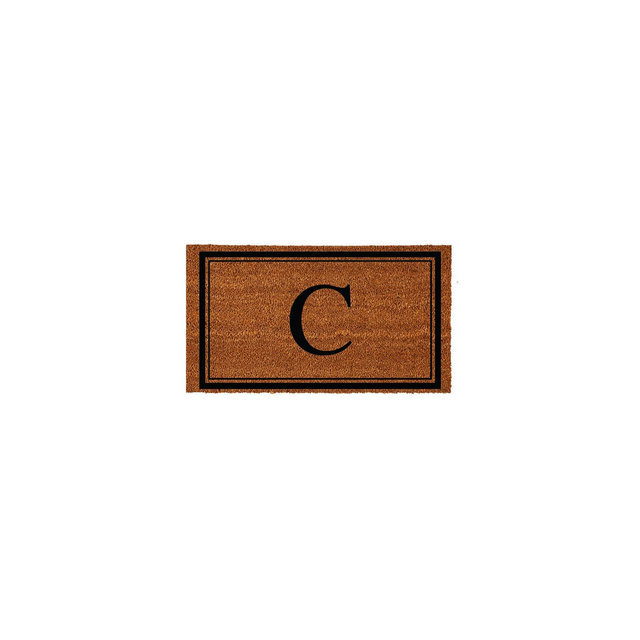 Evergreen Monogram Indoor Outdoor 100% Natural Coir Doormat 28" x 16" | Letter "C"