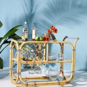 Wrapped Rattan Indoor/Outdoor Bar Cart