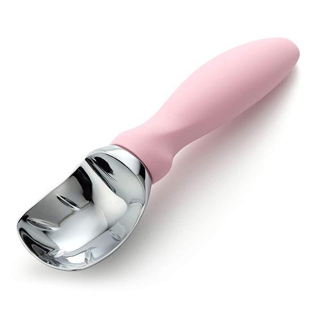 Spring Chef Ice Cream Scoop with Soft Grip Handle, Professional Heavy Duty Sturdy Scooper, Premium Kitchen Tool for Cookie Dough, Gelato, Sorbet, Pink Lemonade